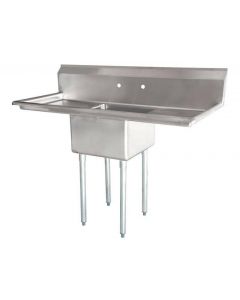 Zanduco 18-Gauge Stainless Steel 18" x 18" x 11" One Tub Sink with 3.5" Center Drain and Two Drain Boards