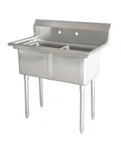Zanduco 18-Gauge Stainless Steel 18" x 18" x 11" Two Tub Sink with 3.5" Center Drain and No Drain Board