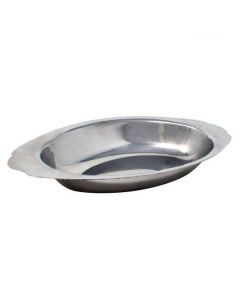 Zanduco 8 oz. Stainless Steel Oval Au Gratin Platter