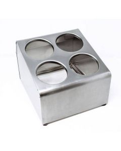 Zanduco Four Hole / Two Tier Stainless Steel Flatware Cylinder Holder