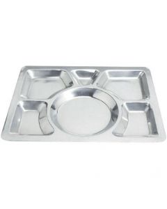 Zanduco 12" x 16" Six Compartment Stainless Steel Mess Tray