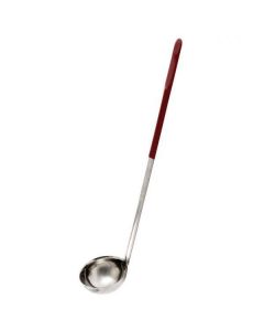Zanduco 2 oz. One-Piece Stainless Steel Ladle with Red Handle