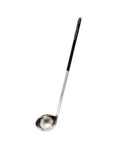 Zanduco 6 oz. One-Piece Stainless Steel Ladle with Black Handle