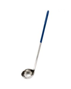 Zanduco 8 oz. One-Piece Stainless Steel Ladle with Blue Handle