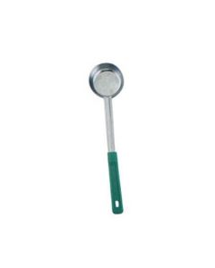 Zanduco 4 oz. One-Piece Stainless Steel Solid Portion Control Spoon with Green Handle