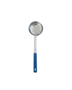 Zanduco 8 oz. One-Piece Stainless Steel Solid Portion Control Spoon with Blue Handle