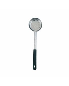 Zanduco 6 oz. One-Piece Stainless Steel Perforated Portion Control Spoon with Black Handle