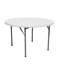 Zanduco 47" Solid Round Heavy-Duty White Plastic Folding Table