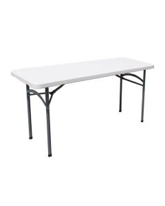 Zanduco 60" Solid Heavy-Duty White Plastic Folding Table