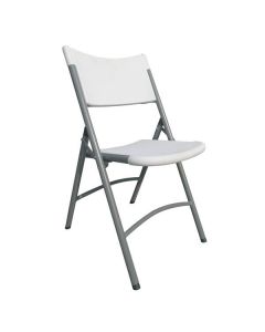 Zanduco White Plastic Folding Chair with Grey Metal Frame
