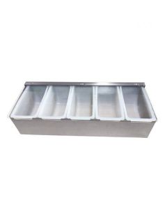 Zanduco Stainless Steel 5-Compartment Condiment Holder with Clear Cover