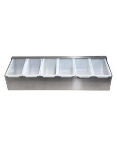 Zanduco Stainless Steel 6-Compartment Condiment Holder with Clear Cover