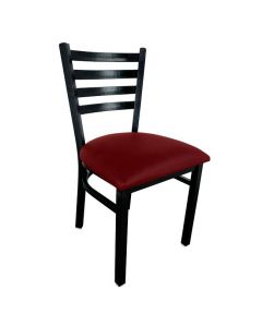 Zanduco Metal Ladder Back Chair with Black Finish and Burgundy Vinyl Seat