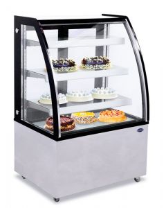 Zanduco 35" Curved Glass Refrigerated Display Case, Floor Model, White