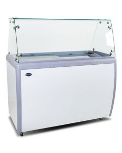 Zanduco 60" Ice Cream Dipping Cabinet / Freezer with Flat Sneeze Guard and 370 L Capacity