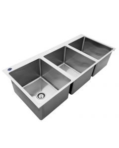 Zanduco 16" X 20" X 12" Stainless Steel 3 Tub Drop In Sink with Flat Top and 3.5" Center Drain