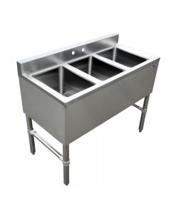 Zanduco 3 Compartment Underbar Sink 10" X 14" X 10" with No Drain Board