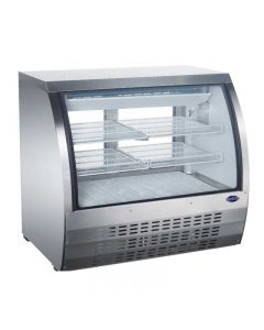 Zanduco 36" 328L Curved Glass Refrigerated Floor Display Case with Stainless Steel Exterior