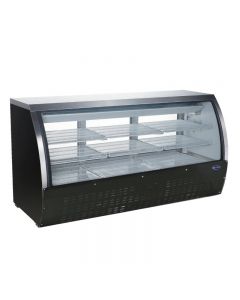 Zanduco 64" 620L Curved Glass Refrigerated Floor Display Case with Stainless Steel Exterior Black