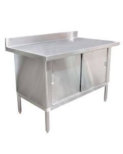 Zanduco 30" x 60" Stainless Steel Enclosed Worktable with Cabinet, Sliding Doors - Knockdown