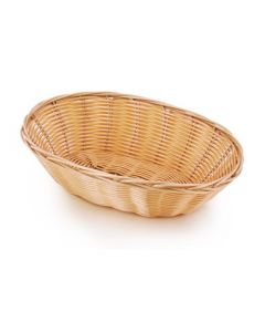 Omcan 9 1/2" X 6 1/4" X 2 3/4" Natural Oval Woven Basket