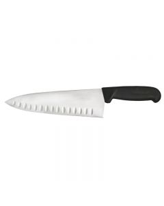 Omcan 8" Cook Knife, Granton Edge, Black, Greban