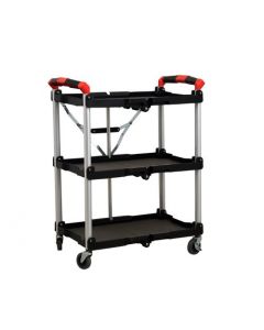 Omcan 3 Tier Black Folding Utility Cart - 220 lbs Capacity