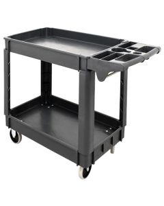 Omcan 39.8" X 17.3" X 33" Heavy Duty Dark Gray 2 Shelf Utility Cart with Extended Handle