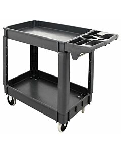 Omcan 33" Height Heavy-Duty Dark Gray Utility Cart with Extended Handle - 2 Shelves