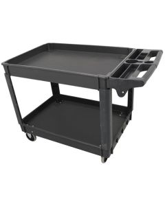 Omcan 46" X 25.6" X 33" Heavy Duty Dark Gray 2 Shelf Utility Cart with Extended Handle