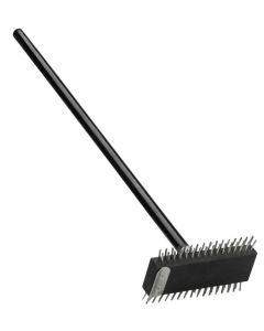 Omcan Pizza Oven Brush With Metal Scraper And Two Sided Head And Black Handle 30"