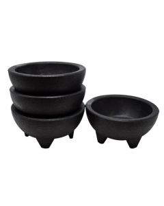 Omcan 10 Oz. Black Molcajete Salsa Bowl