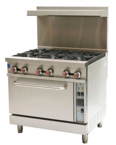 Omcan 6 Burner 36" Commercial Range with Convection Oven - 211,000 BTU, Natural Gas
