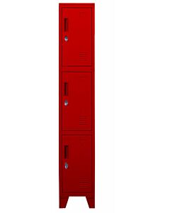 Omcan 12" x 18" x 72" Three Tier Locker - 1 Bank, Red, Unassembled