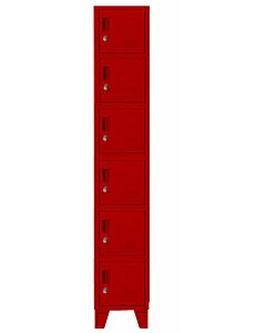 Omcan 12" x 18" x 72" Six Tier Locker - 1 Bank, Red, Unassembled