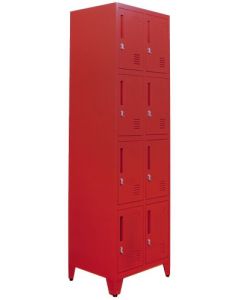 Omcan 23" x 18" x 72" Four Tier Locker - 2 Bank, Red, Unassembled