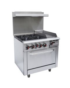 Zanduco 36" Commercial Range Oven w/ 12" Griddle and 4 Burners – Natural Gas, 171000 BTU