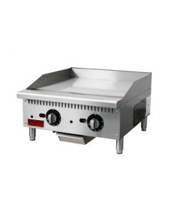 Omcan 24" Countertop Gas Griddle with Thermostat Control - 2 Burners