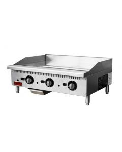 Omcan 36" Countertop Gas Griddle with Thermostat Control - 3 Burners