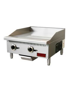 Omcan 24" Countertop Gas Griddle with 2 Burners Natural Gas with Propane Conversion Kit - 60,000 BTU