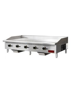 Omcan 60" Countertop Gas Griddle with 5 Burners Natural Gas with Propane Conversion Kit - 150,000 BTU