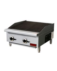 Omcan 24" Radiant Gas Charbroiler with 2 Burner Natural Gas with Propane Conversion Kit - 70,000 BTU