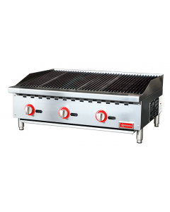 Omcan 36" Radiant Gas Charbroiler with 3 Burner Natural Gas with Propane Conversion Kit - 105,000 BTU