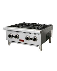 Omcan 24" Gas Hotplate with 4 Burners Natural Gas with Propane Conversion Kit - 100,000 BTU