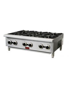 Omcan 36" Gas Hotplate with 6 Burners Natural Gas with Propane Conversion Kit - 150,000 BTU