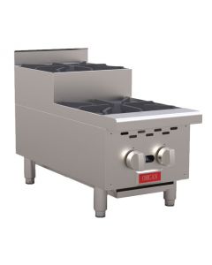 Omcan 12" Gas Hotplate Step Up with 2 Burners Natural Gas with Propane Conversion Kit - 52,000 BTU