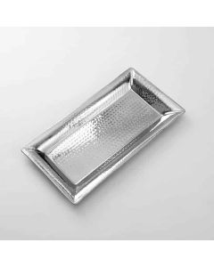 American Metalcraft 18" x 9-3/4" Hammered Stainless Steel Serving Tray HMRT1019