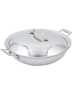 Bon Chef Cucina 12" Hammered Finish Chefs Pan with Lid and 2 Side Handle 60015HF