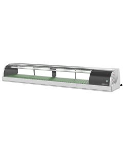 Hoshizaki HNC-180BA-R-SLH Curved Glass Refrigerated Sushi Display Case 70.9" - Right Side Compressor, Half Glass Doors