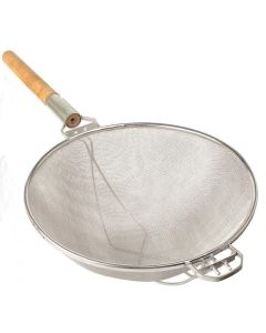 Omcan Round Handle Stainless Steel Mesh Strainer with Reinforced Double Mesh - 10.5"